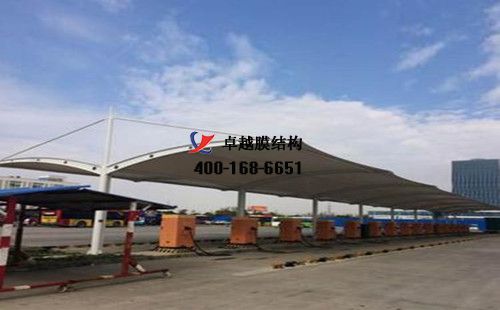 孟津膜結(jié)構(gòu)充電站樁車棚【孟津清泉磨具有限公司等】工程設計施工案例