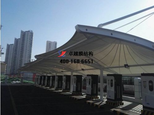 宜陽膜結(jié)構(gòu)充電站樁車棚【宜陽紅星陶瓷有限公司等】工程設計施工案例
