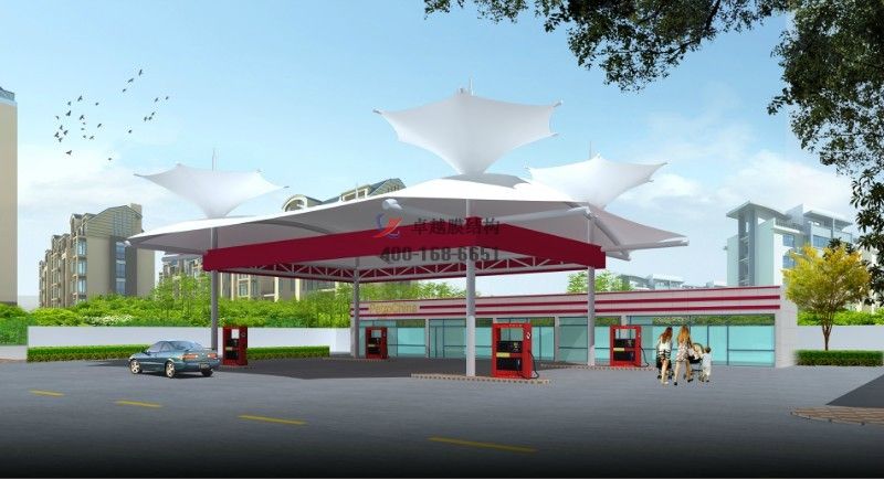 晉城【中石油中石化】膜結(jié)構(gòu)加油站頂棚、罩棚設(shè)計施工案例