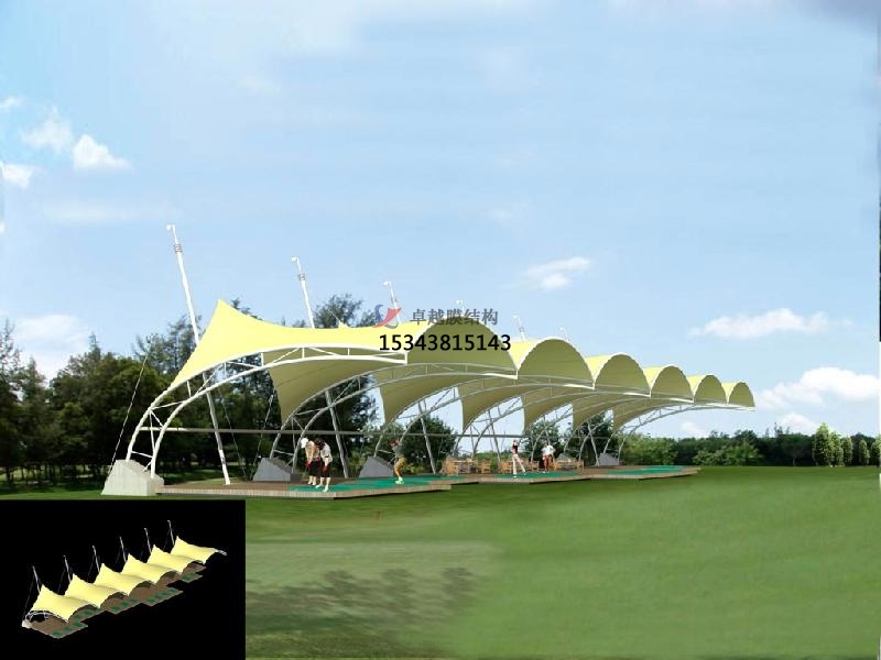膜結(jié)構(gòu)高爾夫發(fā)球臺遮陽棚效果圖